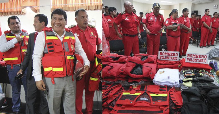 Gobernador Gallegos entrega equipos y uniformes a los Bomberos Voluntarios de Ica - Ica