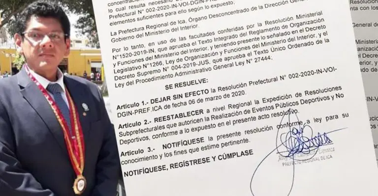 Prefecto de Ica deja sin efecto su resolución que impedía eventos en la región - Ica