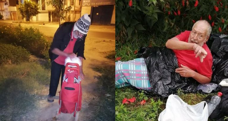 Ica: Soledad y tristeza de anciano que duerme en un parque - Ica