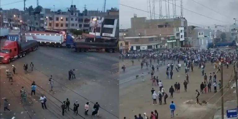 Policias y militares no pueden desbloque Panamericana Norte en La Libertad (video) - Perú