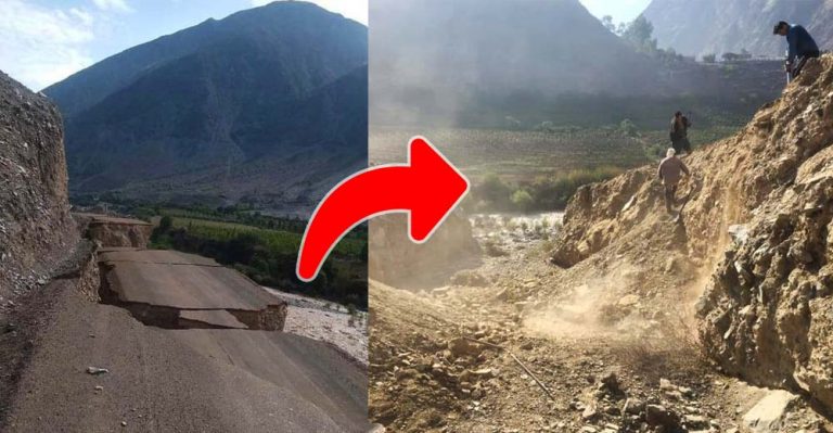 Propios pobladores con pico y pala buscan recuperar vía destrozada por desborde del río Pisco - Ica
