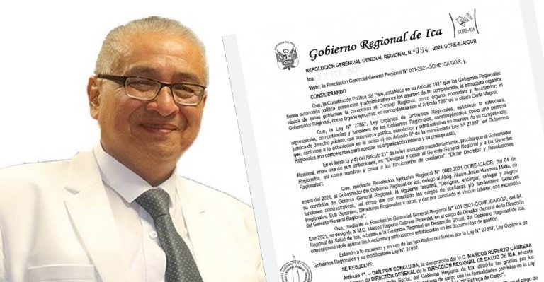 Ica: Filtran documento en la cual se designa a Brizuela Pow Sang como nuevo director regional de salud - Ica