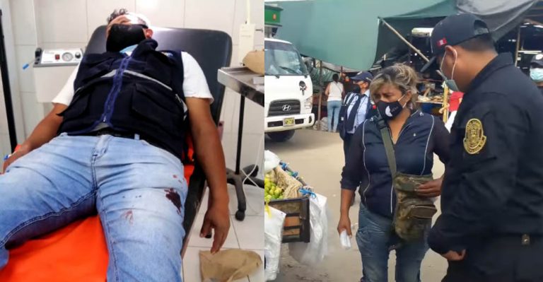 Mujer comerciante le rompe la cabeza con un fierro a policía municipal (video) - Ica