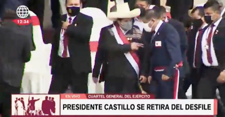 Presidente Castillo abandona Parada Militar tras reporte de sismo 6.1 en Piura - Perú