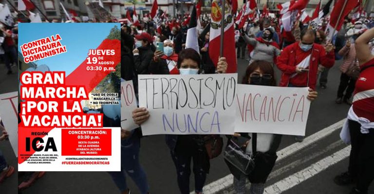 Pagan difusión y para ir a marchar por la vacancia del presidente Castillo en Ica - Perú