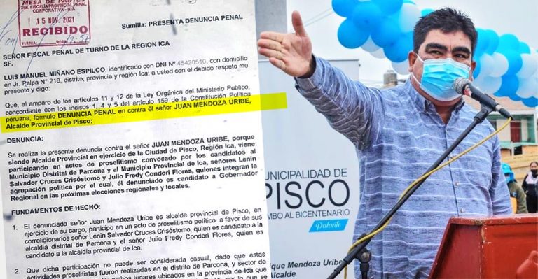 Denuncian a «Juanito» Mendoza por iniciar campaña a la región Ica siendo alcalde de Pisco - Ica