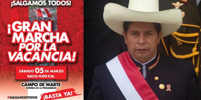 5 de marzo: Colectivos organizan gran marcha por la vacancia contra Pedro Castillo - Perú