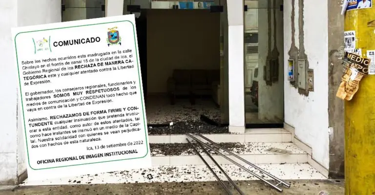 Gobierno Regional de Ica niega ser autor de atentado con dinamita el local Cadena Sur de Gastón Medina - Perú