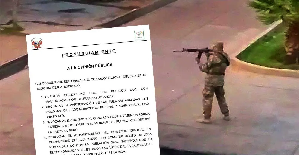 Consejo Regional de Ica pide el retiro de las Fuerzas Armadas: "Solo han causado muertes en el Perú"