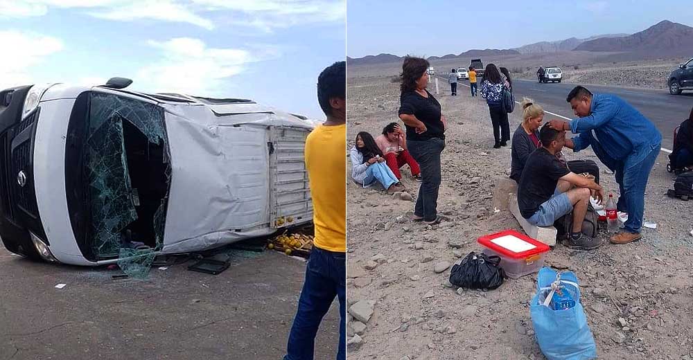 Nasca: Accidente de tránsito dejó a 12 pasajeros que iban a bordo de una minivan