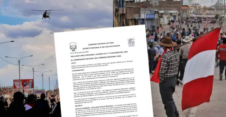 Gobierno Regional de Puno declara 3 días de duelo por muertes en Juliaca - Perú