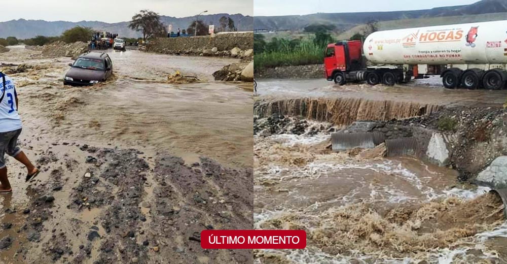 Ica: Reportan bloqueo en la Panamericana Sur en Palpa a causa de desbordes del Río Vizcas