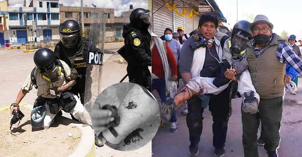 Puno: Policías agreden y disparan a fotoperiodista en Juliaca por tomar fotos de la violenta represión