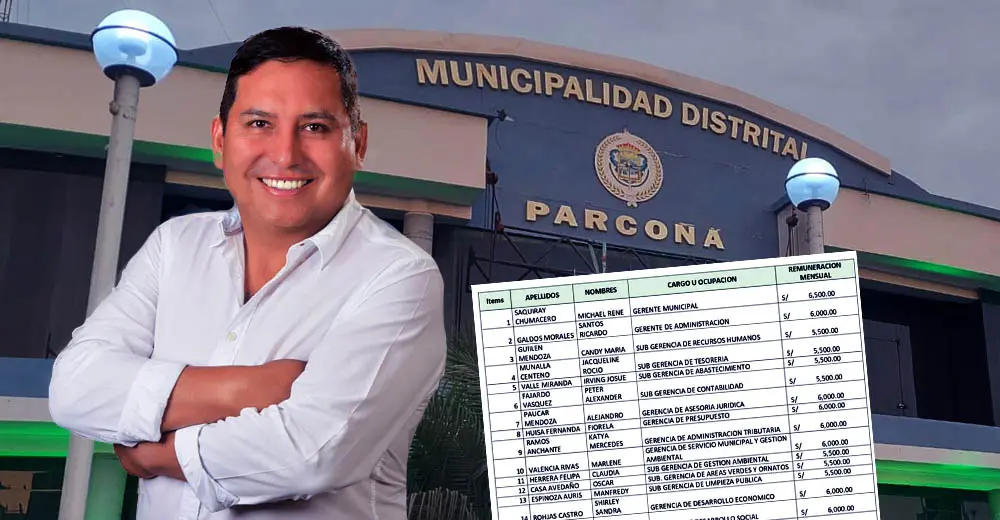 Ica: gestión de Lenin Cruces duplica el sueldo a funcionarios e la Municipalidad de Parcona