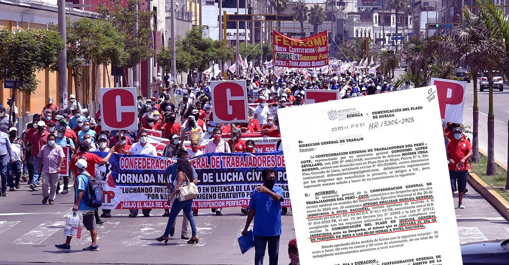 CGTP formaliza con documento el inicio de la huelga indefinida el 9 de febrero