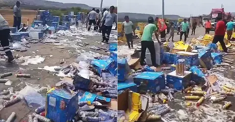 Palpa: Camión de material de fiestas infantiles sufre accidente y pobladores se llevan los productos