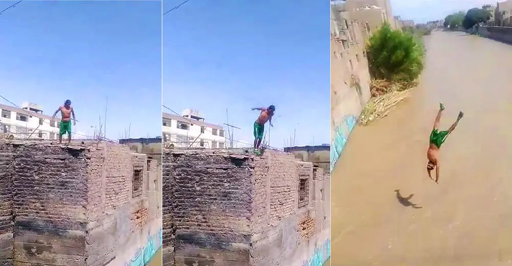 Hombre se lanza en un clavado al río Ica pese al intenso y se lo lleva el caudal
