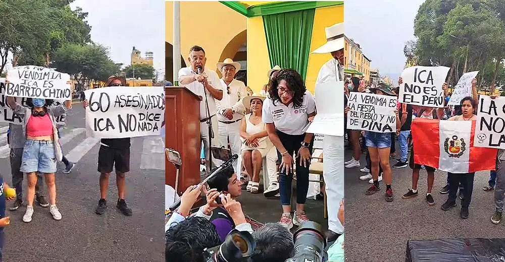 Jóvenes que protestan contra Dina Boluarte rechazaron a ministra de cultura en la Vendimia de Ica