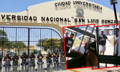 Policía resguardan a personas de dudosa procedencia dentro de la Universidad San Luis Gonzaga de Ica