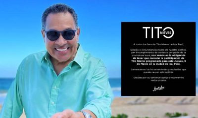 Tito Nieves cancela su presentación en la Vendimia de Ica