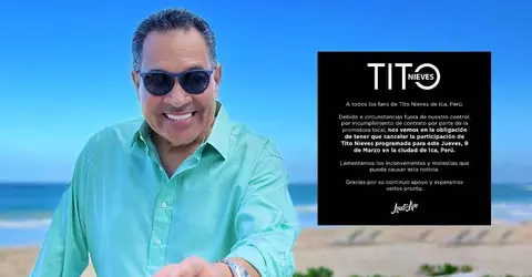 Tito Nieves cancela su presentación en la Vendimia de Ica
