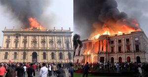 Incendian el Congreso del Perú pero con Inteligencia Artificial, así se vería