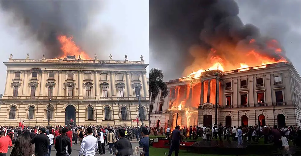 Incendian el Congreso del Perú pero con Inteligencia Artificial, así se vería