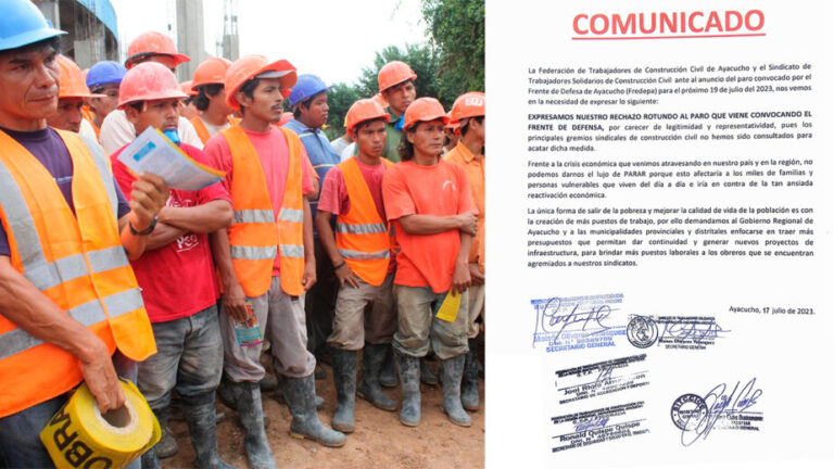 Ayacucho: Dirigentes de construcción civil no acatarán paro porque dicen que quieren trabajar - Perú