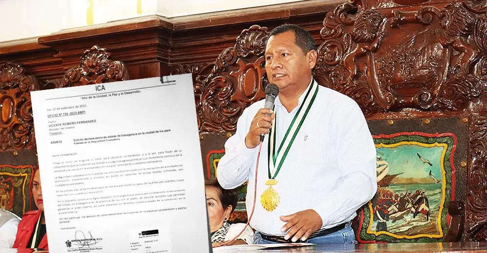 Alcalde de Ica pide al gobierno la declaratoria de Emergencia ante ola de crímenes de extranjeros