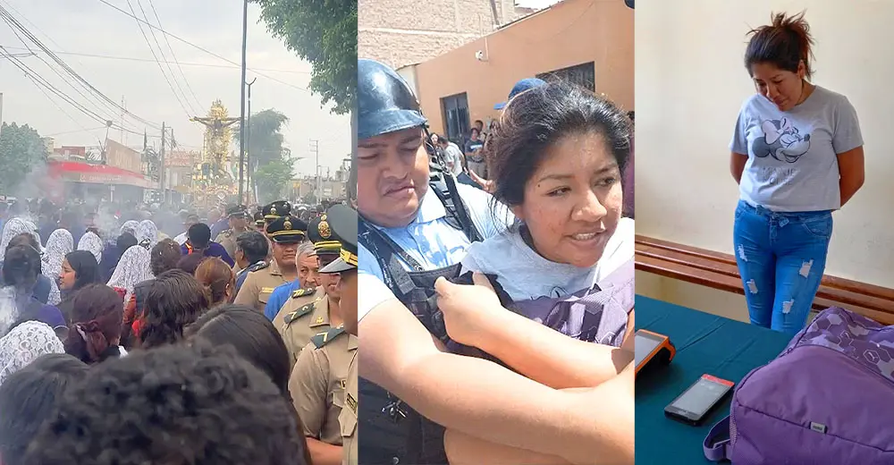 Ica: Cayó mujer que robaba celulares en medio de la procesión del Señor de Luren