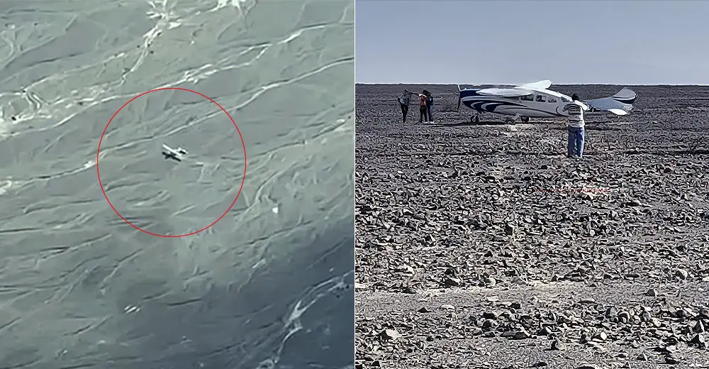 Avioneta que sobrevuela las Líneas de Nasca aterriza de emergencia en una pampa