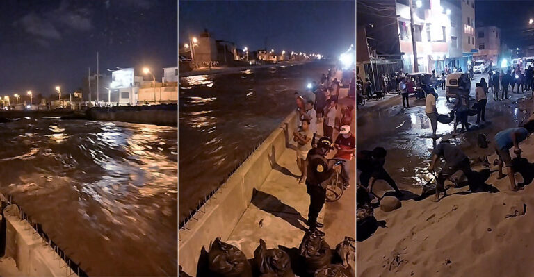 Río Ica se desborda ante fuerte caudal y vecinos se defienden con bolsas de arena - Ica