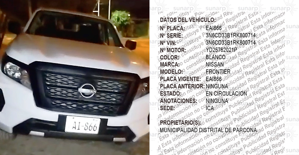 Ica: Sujeto que sería primo del alcalde de Parcona se fuga con camioneta de la Municipalidad