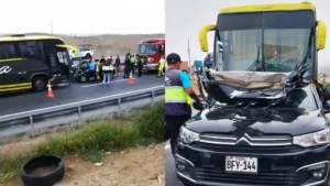 Accidente en la Panamericana Sur: Bus de Jaksa y auto chocan dejando dos muertos