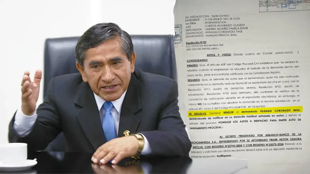 Declaran "rebelde" al congresista Raúl Huamán por no responder a demanda de su sobrino