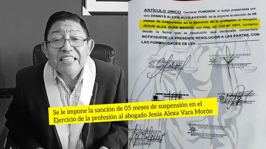 Ica: exdecano del Colegio de Abogados fue suspendido por hacer mal una apelación