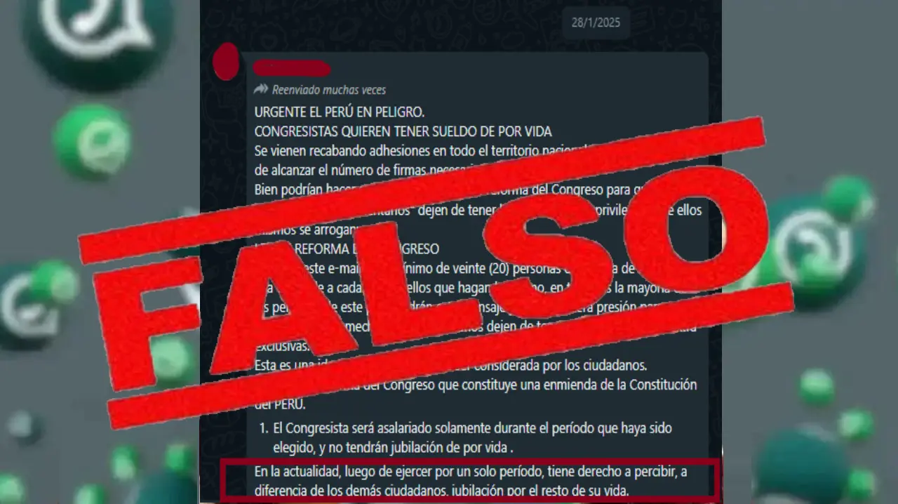 Es falso que los congresistas peruanos tienen pensión vitalicia tras ejercer un solo período - Perú