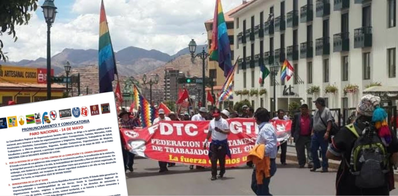 Paro en Cusco: gremios anuncian protesta total contra el Gobierno este 14 de mayo - Perú