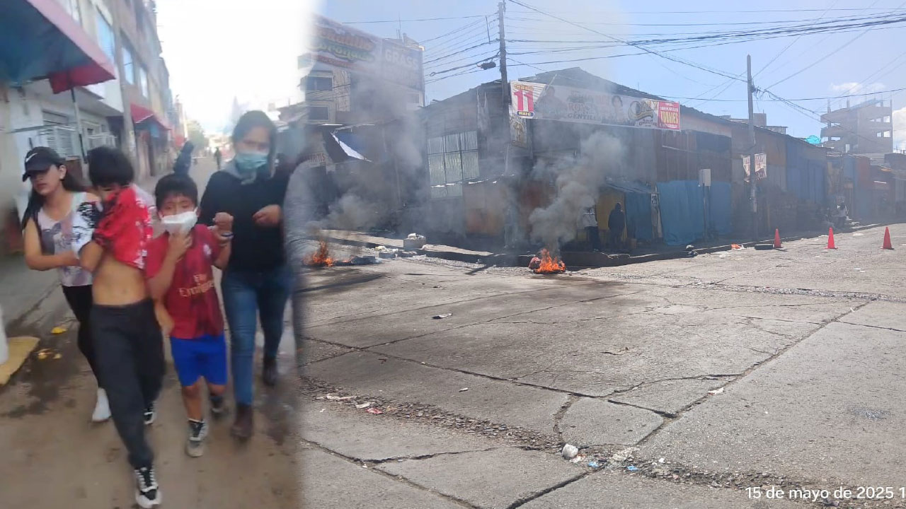 Ayacucho: Encapuchados se enfrentan a la Policía para impedir desalojo de comerciantes - Perú