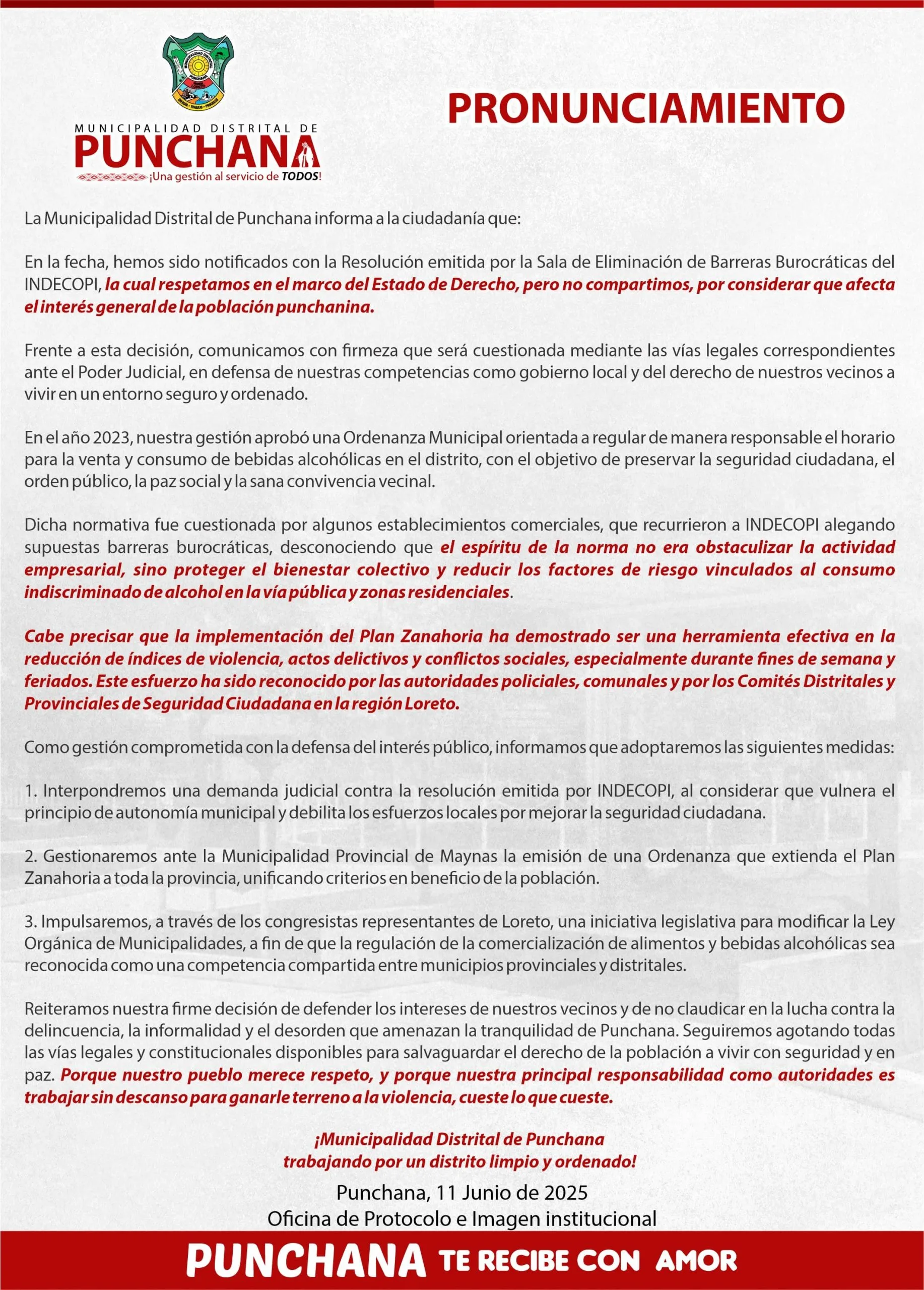 Loreto: Punchana rechaza anulación de ‘Plan Zanahoria’ - Perú