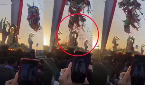 Ica: nube de arco le cae a la Virgen del Rosario de Yauca en plena procesión