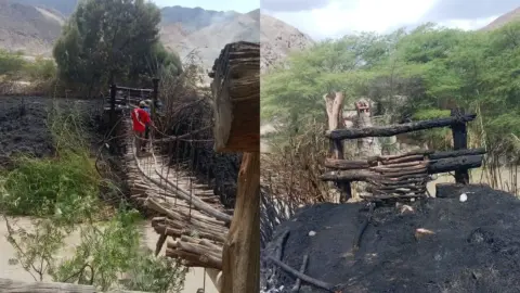 Atentado en Palpa: Incendian el conocido "Puente colgante Inca