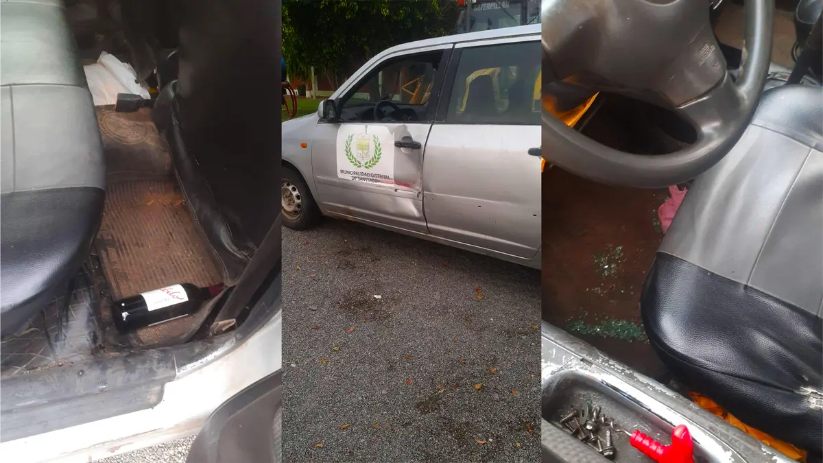 Ica: Vehículo de la Municipalidad de Santiago termina destrozado y con botellas de licor dentro