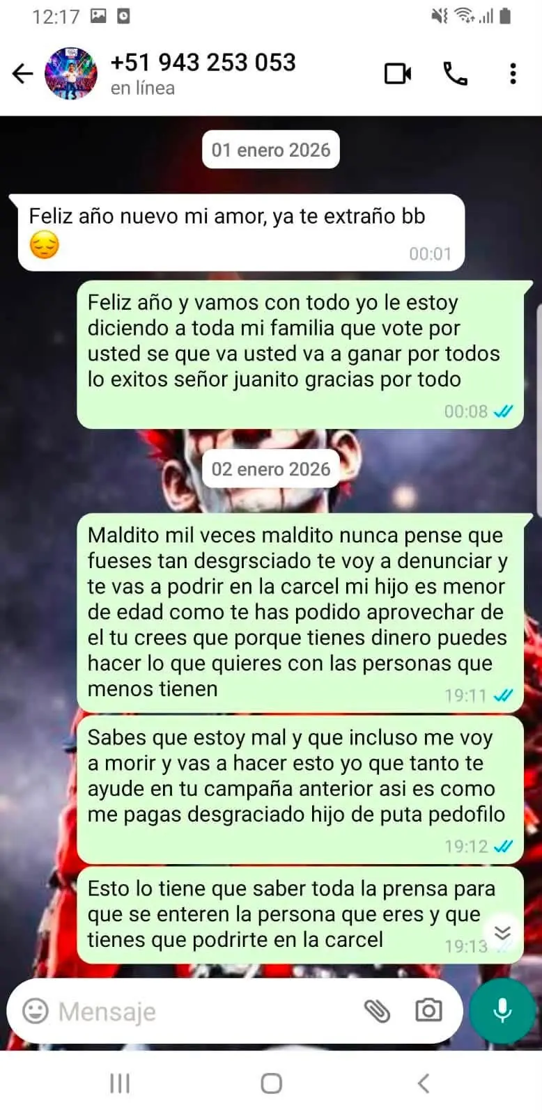 Candidato Juan Mendoza es señalado tras chats con presunto menor: pagos, madrugadas y oferta de S/100 mil