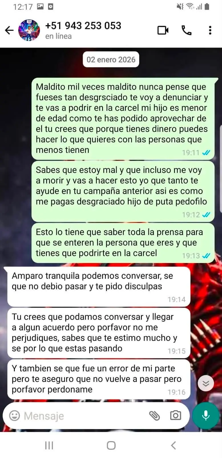 Candidato Juan Mendoza es señalado tras chats con presunto menor: pagos, madrugadas y oferta de S/100 mil