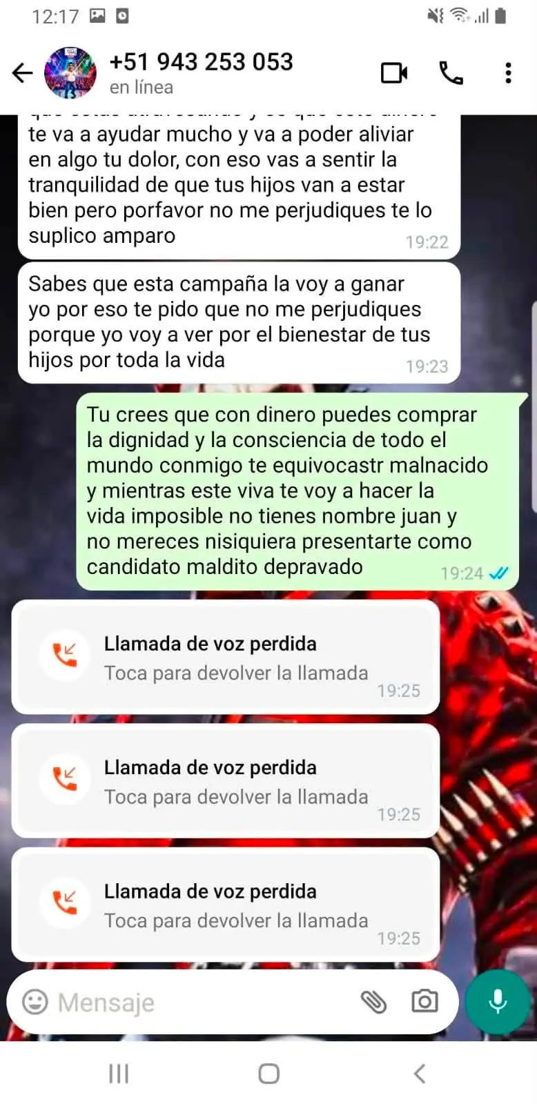 Candidato Juan Mendoza es señalado tras chats con presunto menor: pagos, madrugadas y oferta de S/100 mil