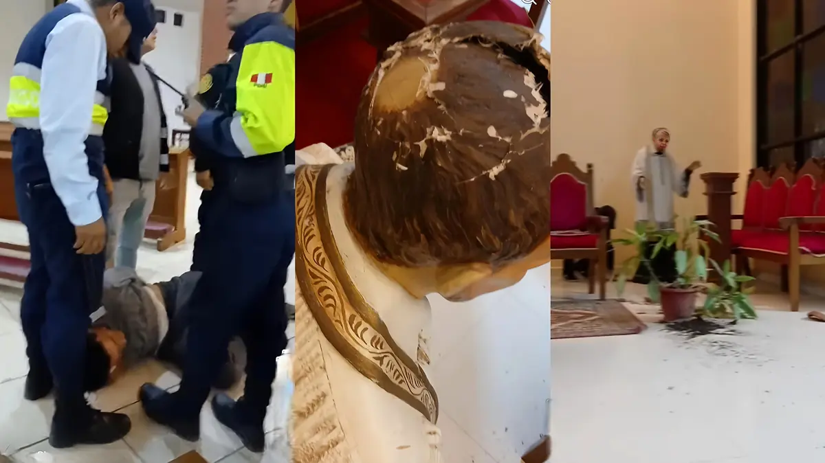Venezolano causa destrozos en imágenes y elementos religiosos de parroquia San Clemente de Pisco
