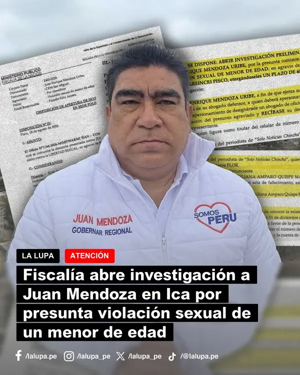 Fiscalía abre investigación a Juan Mendoza en Ica por presunta violación sexual de un menor de edad