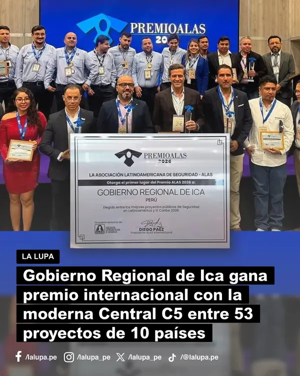Gobierno Regional de Ica gana primer lugar en Premios ALAS 2026 con moderna Central C5
