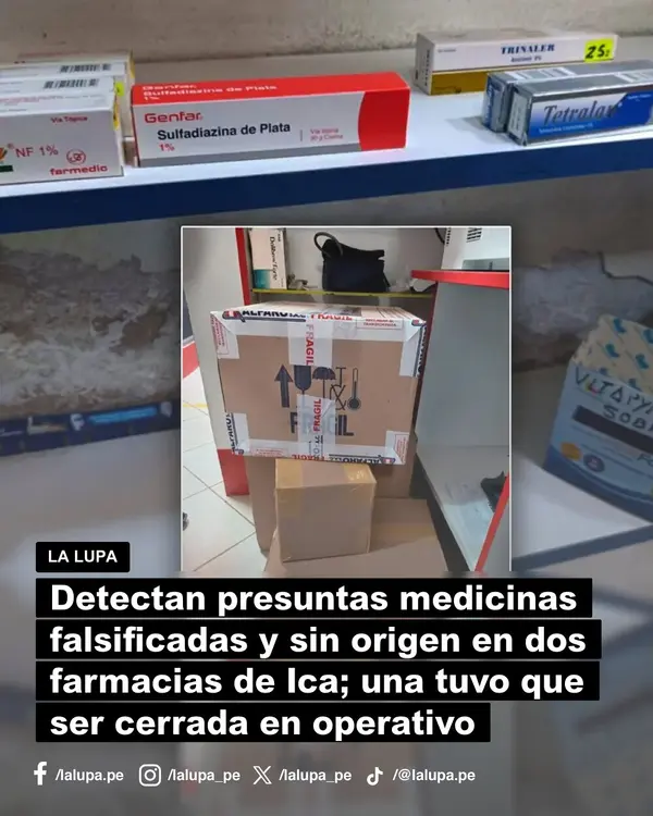 Detectan presuntas medicinas falsificadas y sin origen en dos farmacias de Ica; una fue cerrada